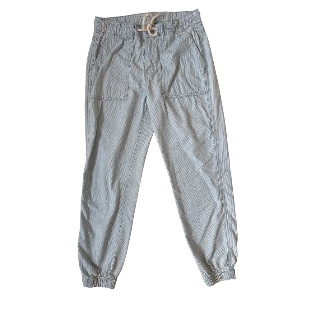 American Eagle Light Blue White Stiped Beachy Joggers 100% Cotton XS Short